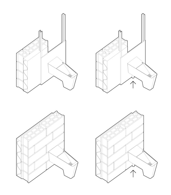 Installation configuration for NPK female dry urinal on wall and BA13