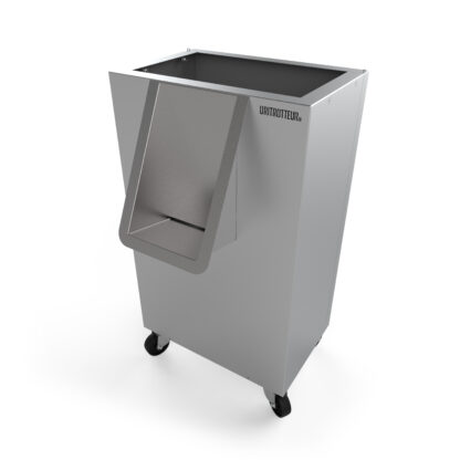 Front view of the uritrotteur, mobile dry urinal in stainless steel