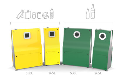 BOB Container sorting Off-Home | BOB 265 litres and BOB 530 litres | For glass and packaging from mobile consumption | Emptiable by sweeper-aspirator