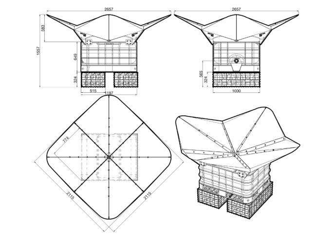 écologic tool - captage de l'eau pluviale - informe des dimensions - caractéristiques dimensionnelles