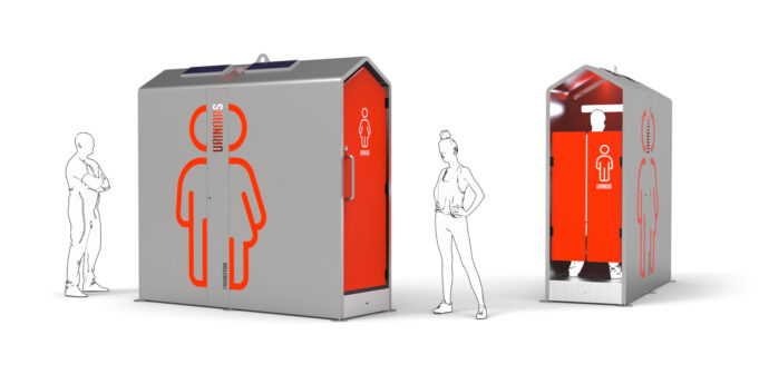 Uritrottoir MIXT | L'uritrottoir mixt est un uritrottoir cabine inclusif qui propose un urinoir féminin et un urinoir masculin