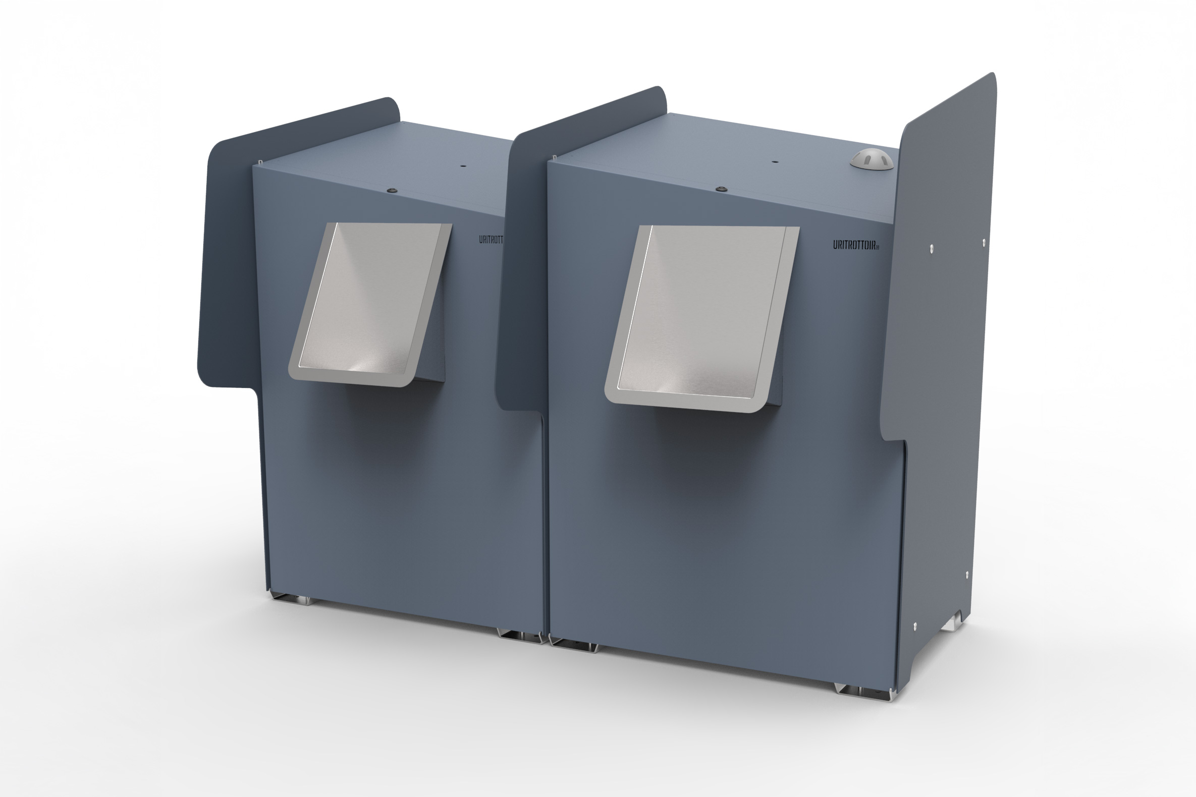 Uritrottoir Maxi équipé de deux pare-vues latéraux pour garantir un maximum de pudeur dans l’espace public, fixés par simple boulonnerie