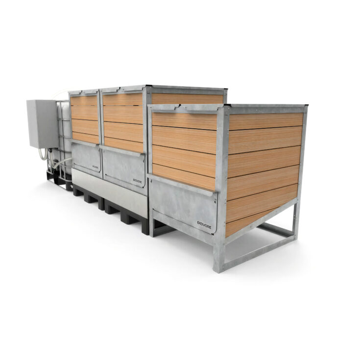 Composteur hors-sol pour toilettes sèches installé en milieu urbain, destiné à la valorisation des matières fécales dans les copropriétés, entreprises et lieux culturels